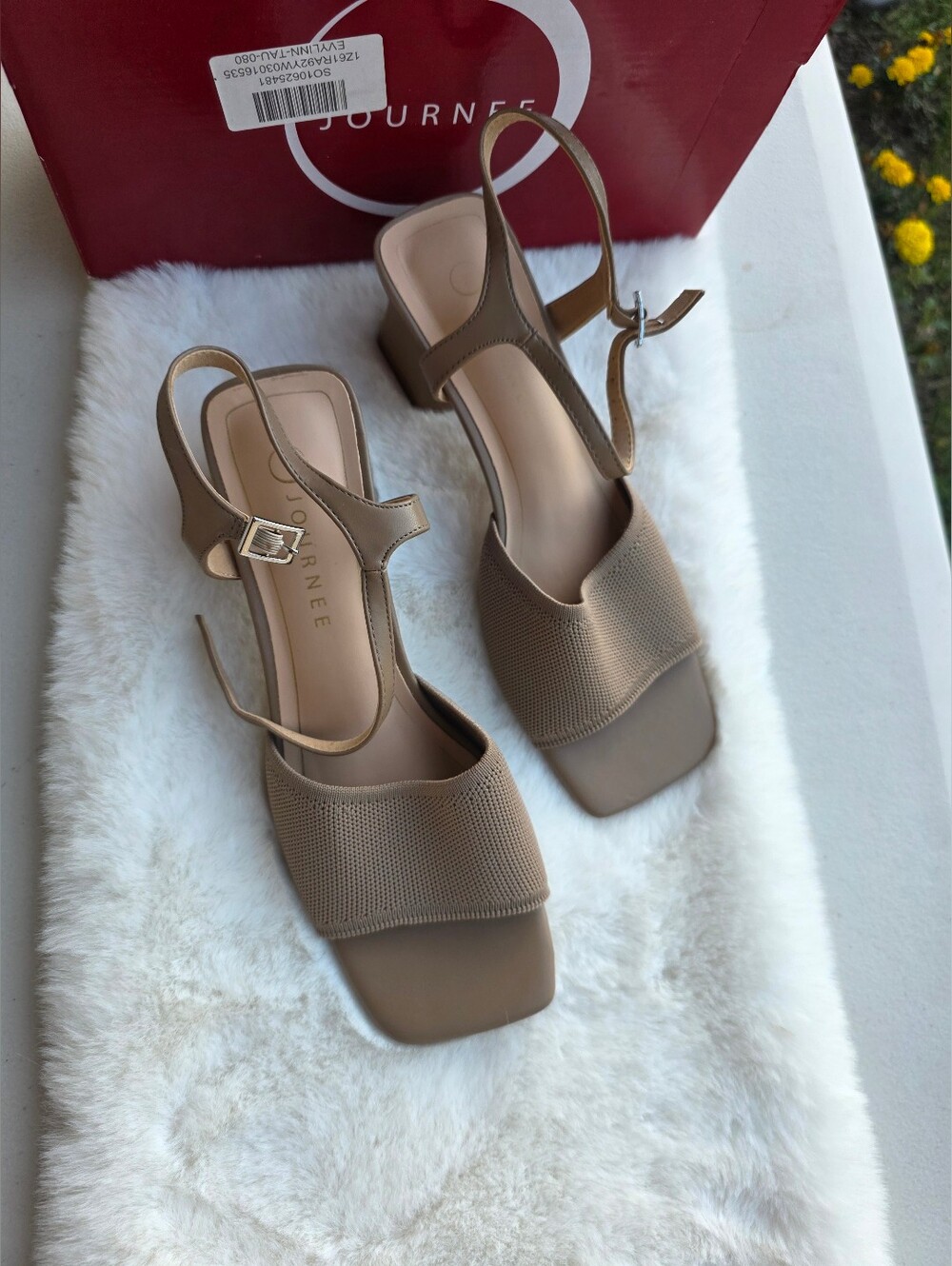 Journee Women's Evylinn Block Heel Dress Sandals (Taupe) - Size 8.0 M